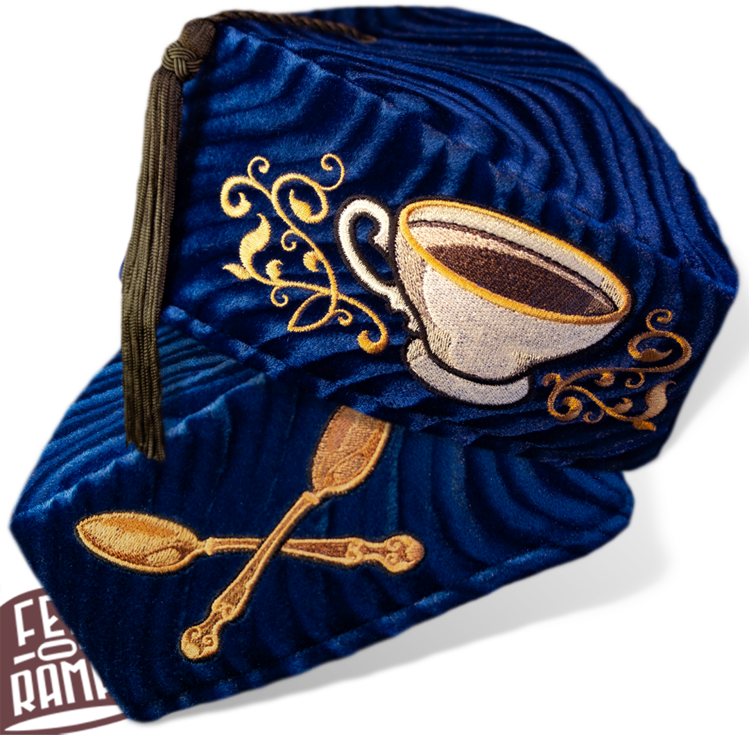 Blue Tea Cup and Cross Spoons Chapeau