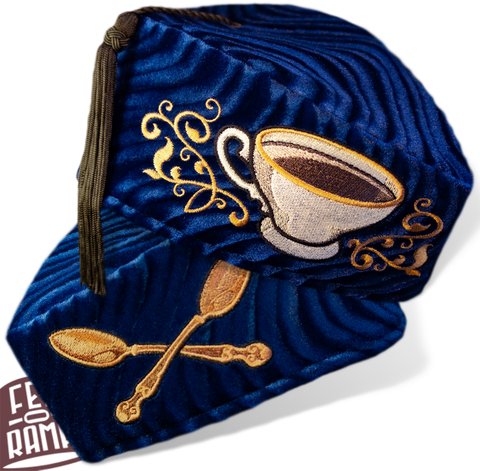 Blue Tea Cup and Cross Spoons Chapeau